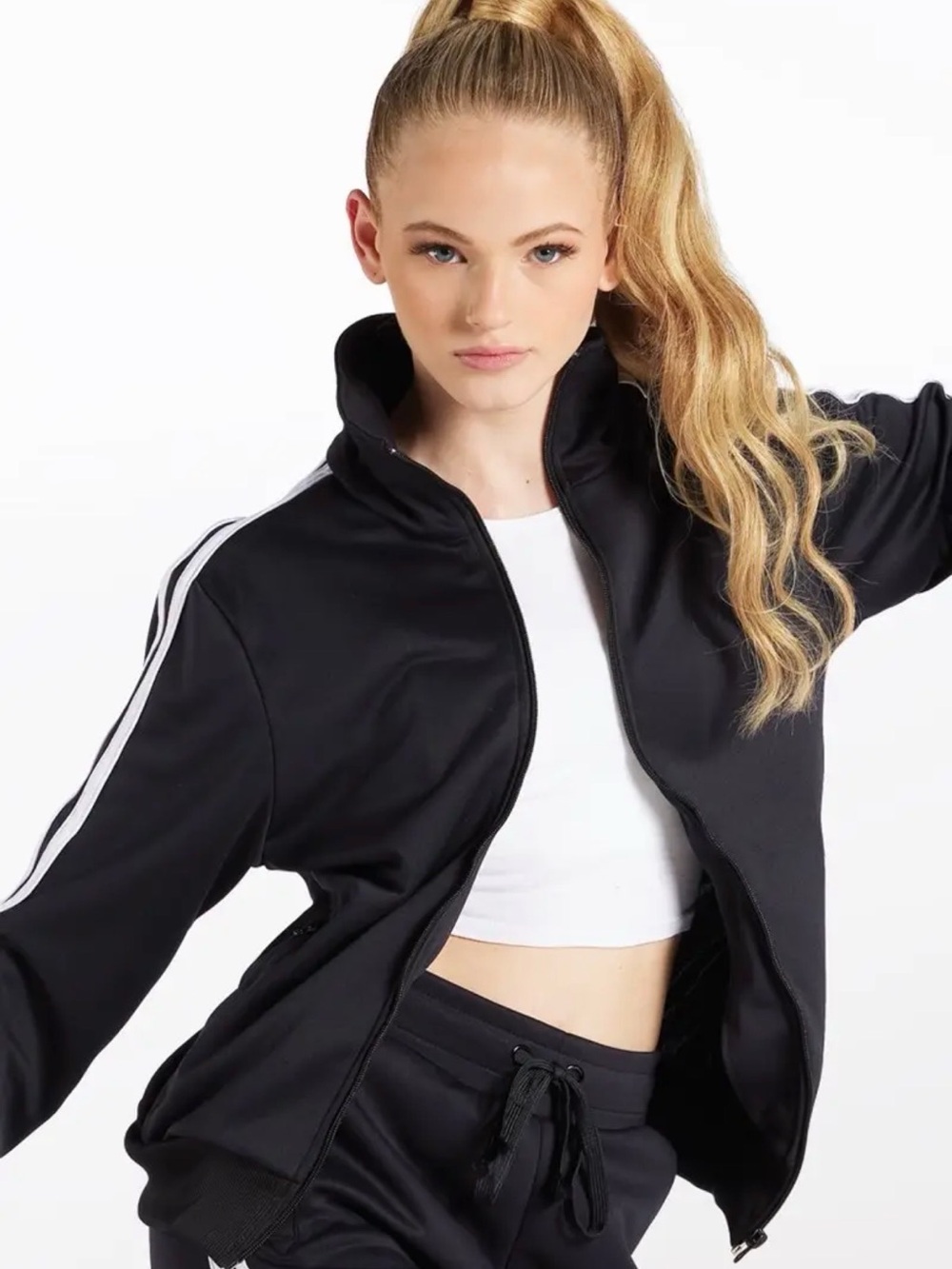 Balera Black & White Stripe Track Suit Jacket & Pants Set Large Child